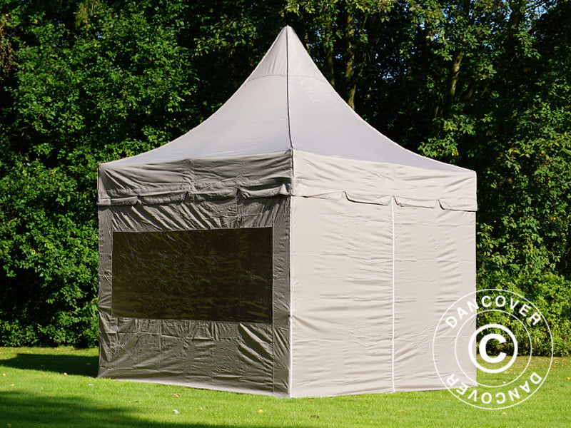 Pop up gazebo FleXtents PRO Peak Pagoda 3x3 m Latte, incl. 4 sidewalls