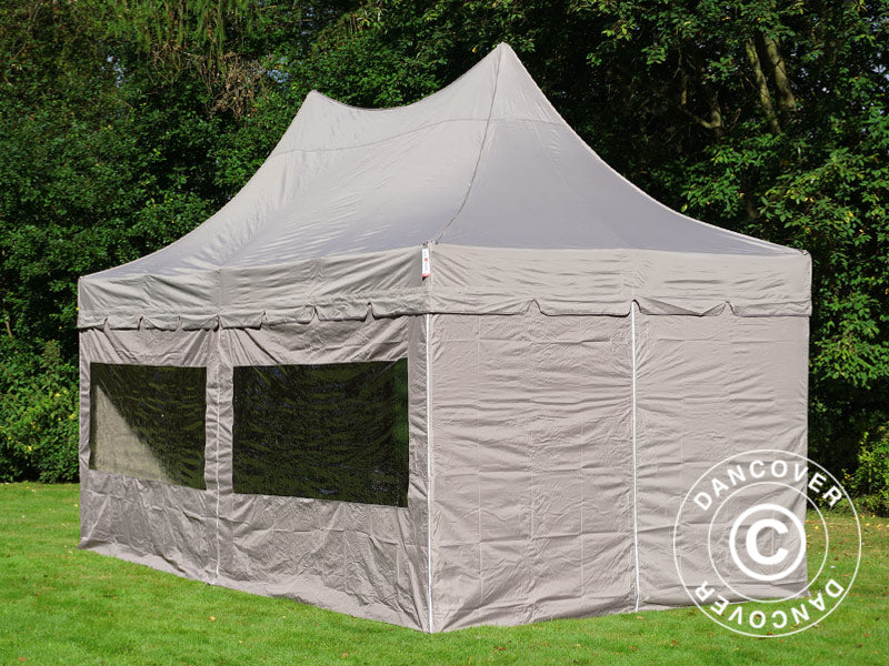 Pop up gazebo FleXtents PRO Peak Pagoda 3x6 m Latte, incl. 6 sidewalls