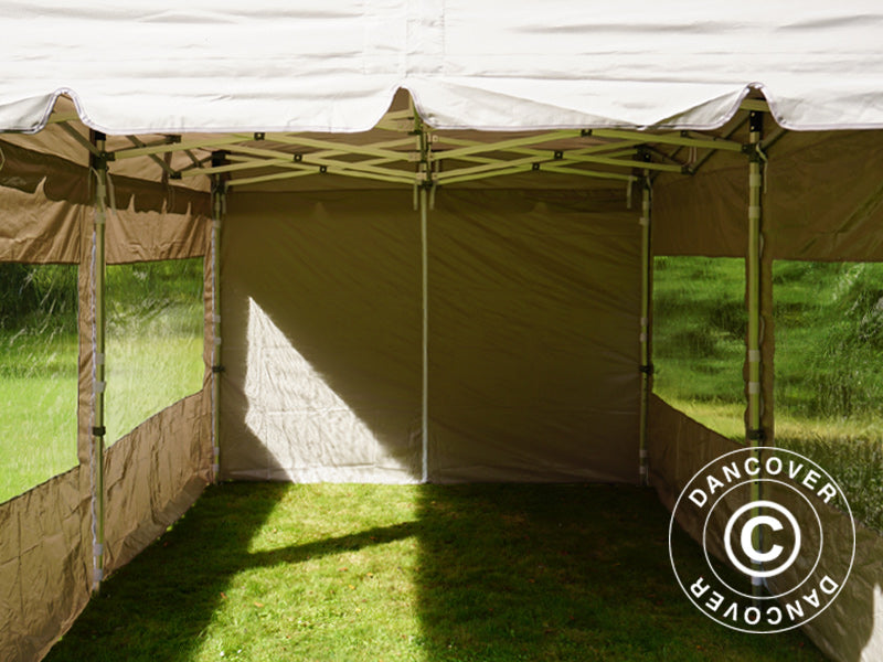 Pop up gazebo FleXtents PRO Peak Pagoda 3x6 m Latte, incl. 6 sidewalls
