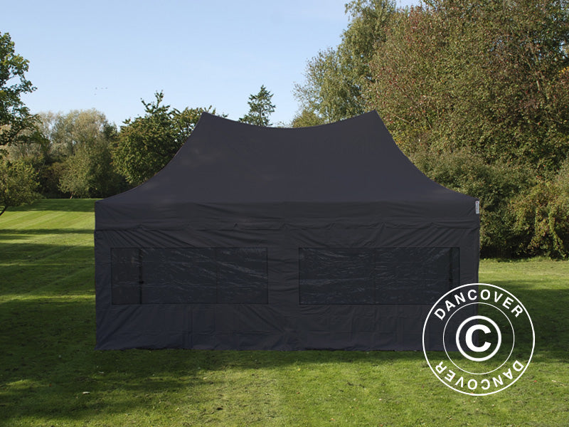 Pop up gazebo FleXtents PRO Peak Pagoda 3x6 m Black, incl. 6 sidewalls