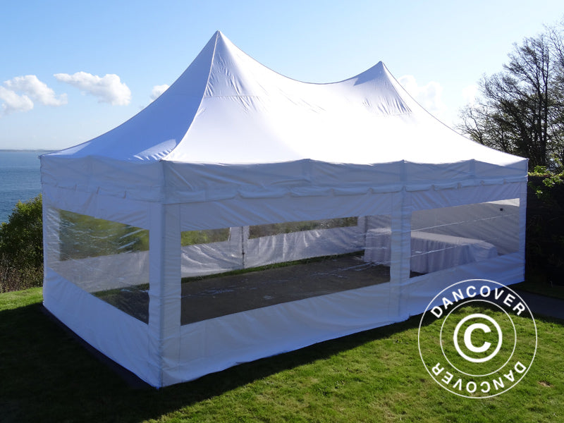Pop up gazebo FleXtents PRO Peak Pagoda 4x8 m White, incl. 6 sidewalls