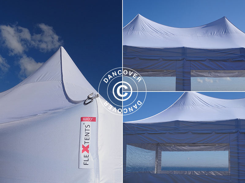 Pop up gazebo FleXtents PRO Peak Pagoda 4x8 m White, incl. 6 sidewalls