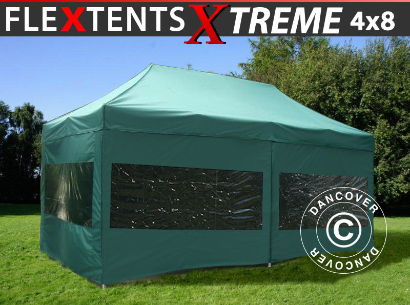 Pop up gazebo FleXtents Xtreme 50 4x8 m Green, incl. 6 sidewalls