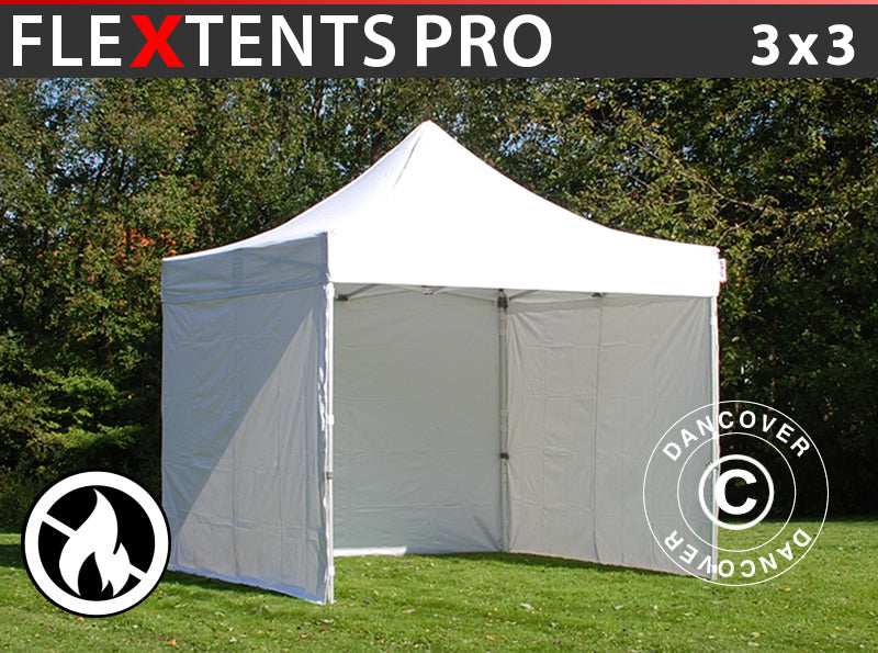 Flext. Pro 3x3m White Top Frame & sidewalls B1 GL