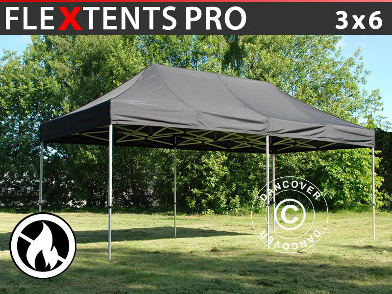 Pop up gazebo FleXtents PRO 3x6 m Black, Flame retardant
