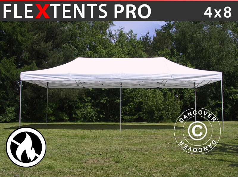 Pop up gazebo FleXtents PRO 4x8 m White, Flame retardant