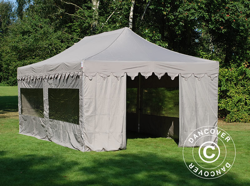Pop up gazebo FleXtents PRO "Morocco" 4x8 m Latte, incl. 6 sidewalls