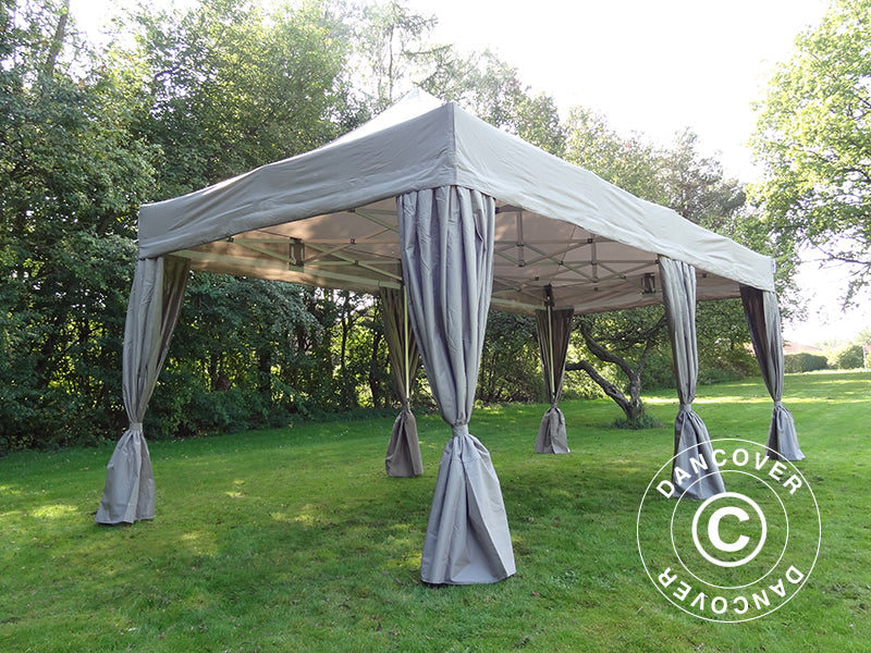 Pop up gazebo FleXtents PRO 3x6 m Latte, incl. 6 decorative curtains