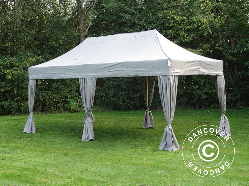 Pop up gazebo FleXtents PRO 3x6 m Latte, incl. 6 decorative curtains