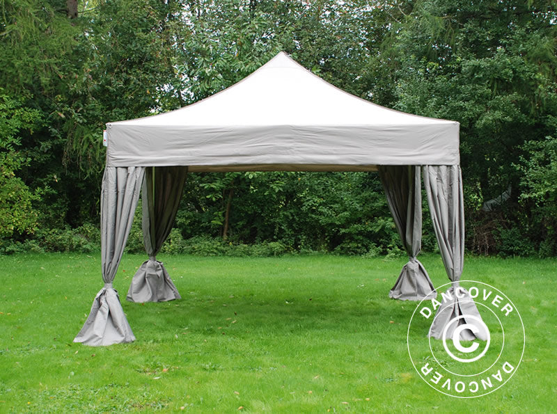 Pop up gazebo FleXtents PRO 4x4 m Latte, incl. 4 decorative curtains
