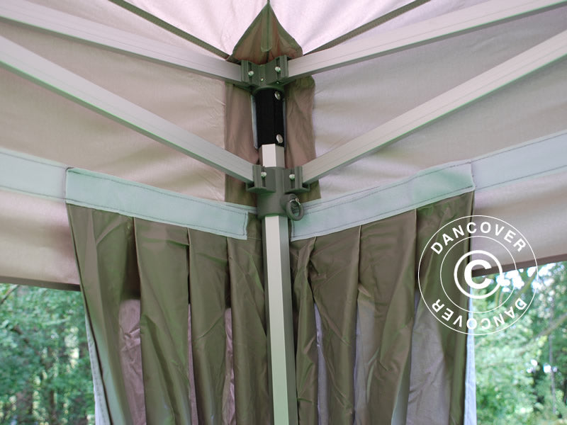Pop up gazebo FleXtents PRO 4x6 m Latte, incl. 8 sidewalls & decorative curtains