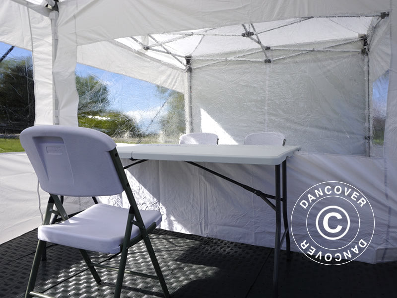 Visitor tent FleXtents PRO 4x6 m White, incl. 8 sidewalls and 1 transparent partition wall