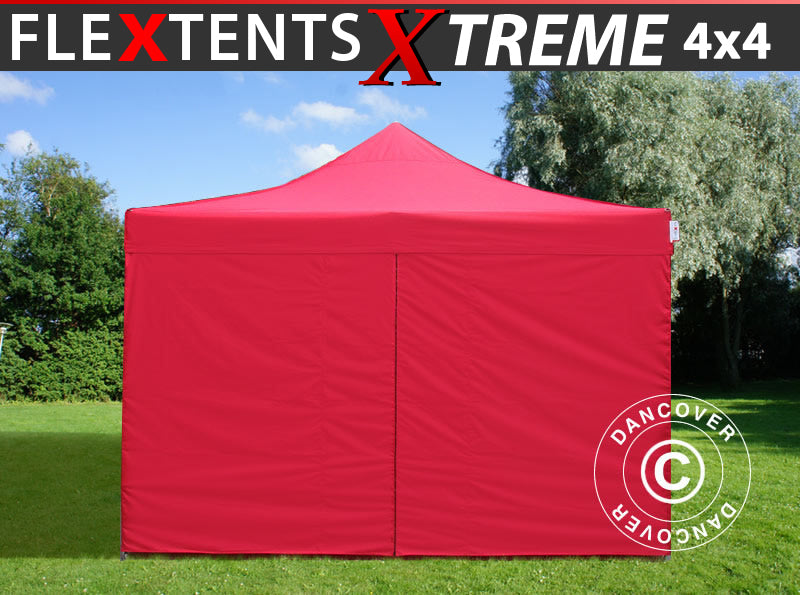 Pop up gazebo FleXtents Xtreme 60 4x4 m Red, incl. 4 sidewalls