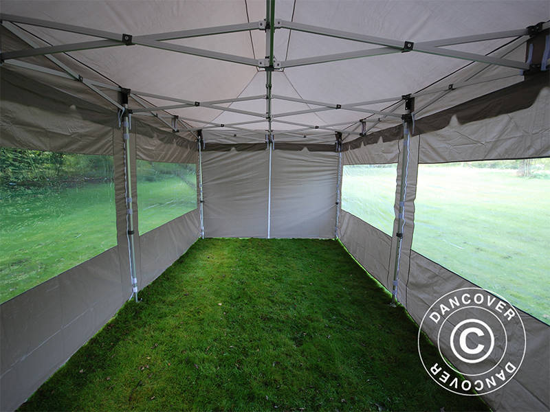 Pop up gazebo FleXtents PRO "Peaked" 4x8 m Latte, incl. 6 sidewalls