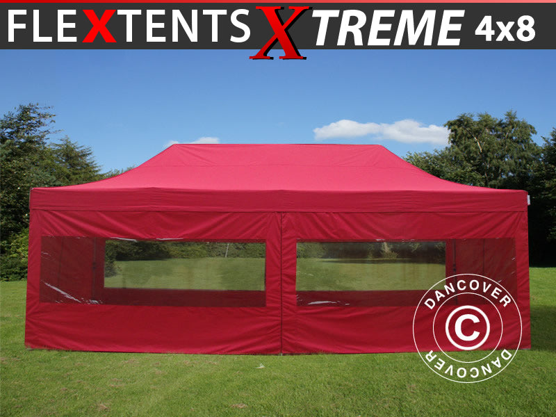 Pop up gazebo FleXtents Xtreme 60 4x8 m Red, incl. 6 sidewalls