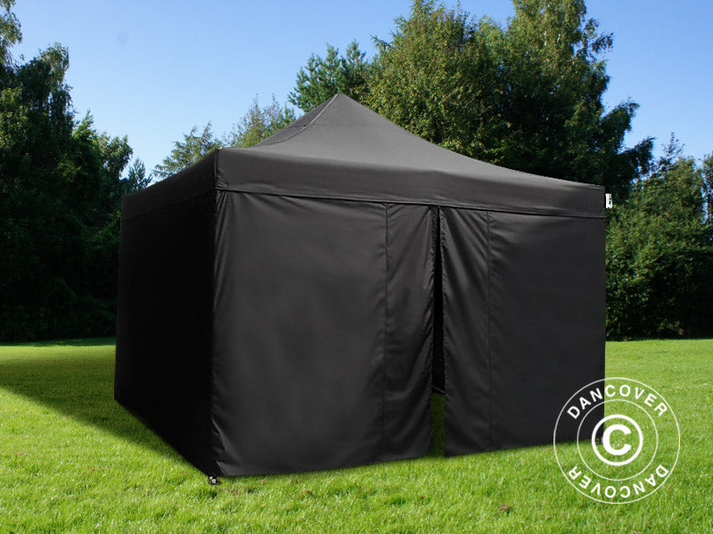 Pop up gazebo FleXtents PRO 3.5x3.5 m Black, incl. 4 sidewalls