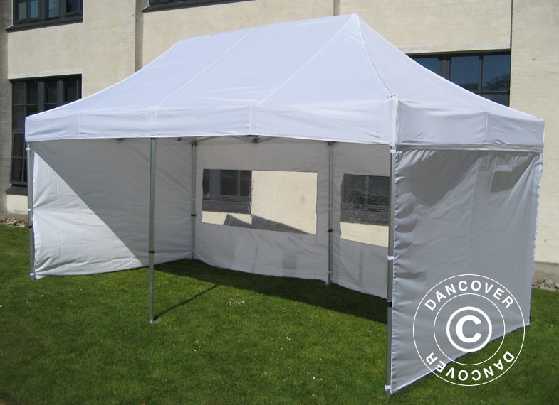 Pop up gazebo FleXtents PRO 3.5x7 m White, incl. 6 sidewalls