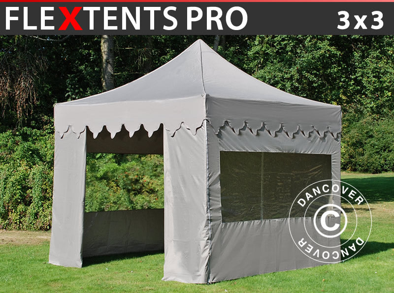 Pop up gazebo FleXtents PRO "Morocco" 3x3 m Latte, incl. 4 sidewalls