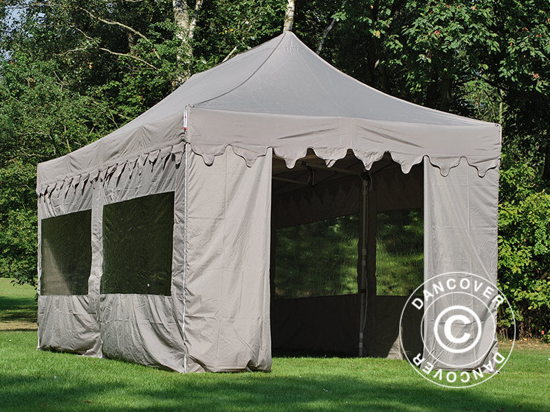Pop up gazebo FleXtents PRO "Morocco" 3x6 m Latte, incl. 6 sidewalls