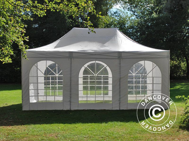 Pop up gazebo FleXtents PRO Vintage Style 4x6 m White, incl. 8 sidewalls