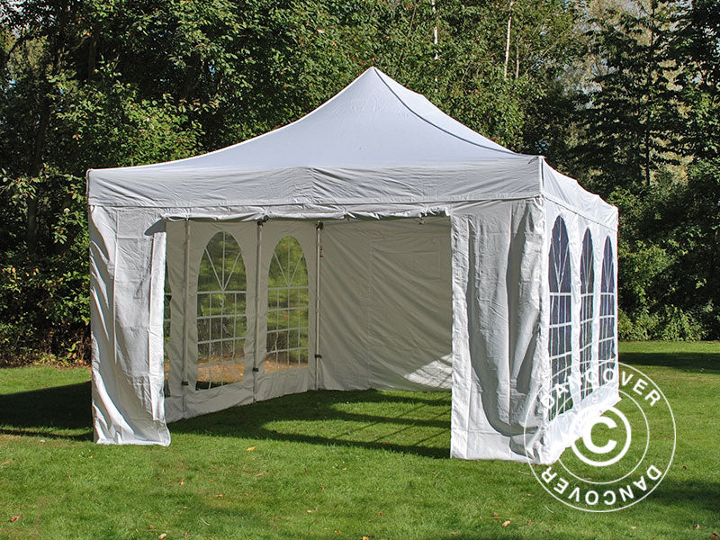 Pop up gazebo FleXtents Xtreme 50 Vintage Style 4x6 m White, incl. 8 sidewalls