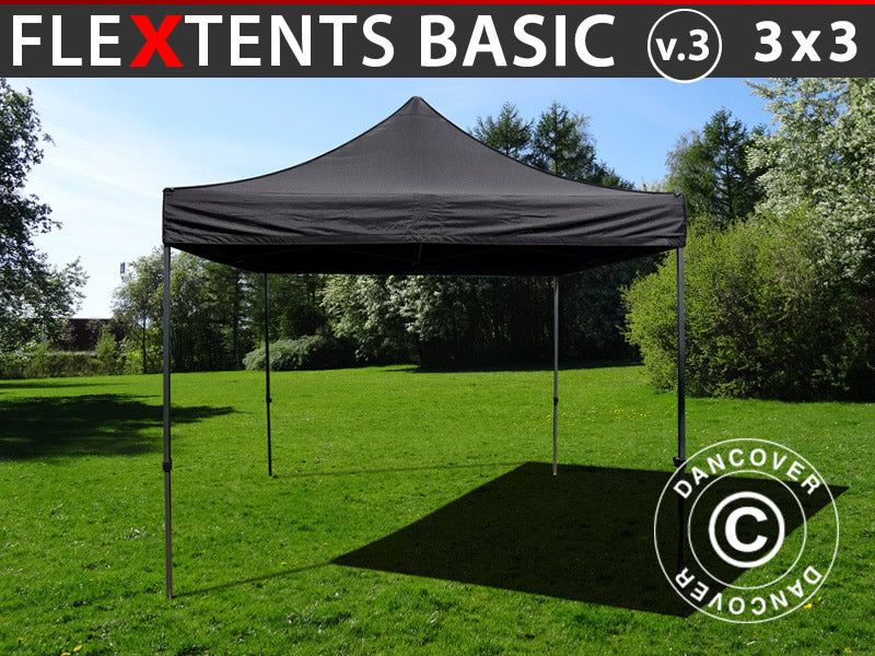Pop up gazebo FleXtents Basic v.3, 3x3 m Black