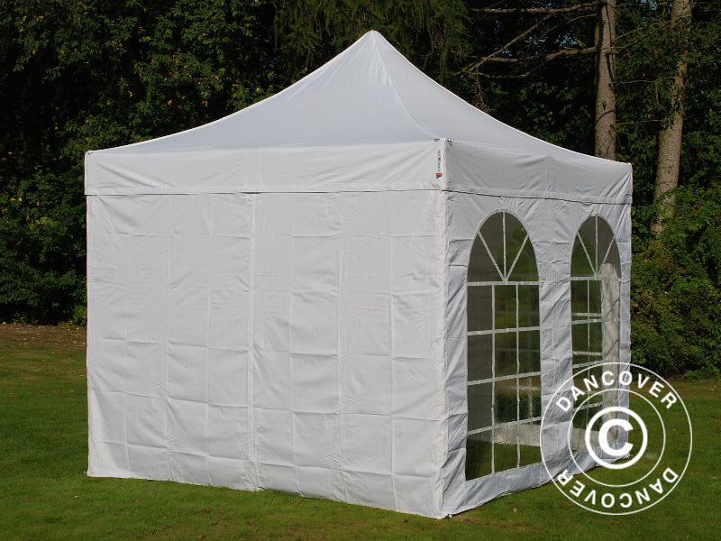 Pop up gazebo FleXtents PRO Steel Vintage Style 3x3 m White, incl. 4 sidewalls