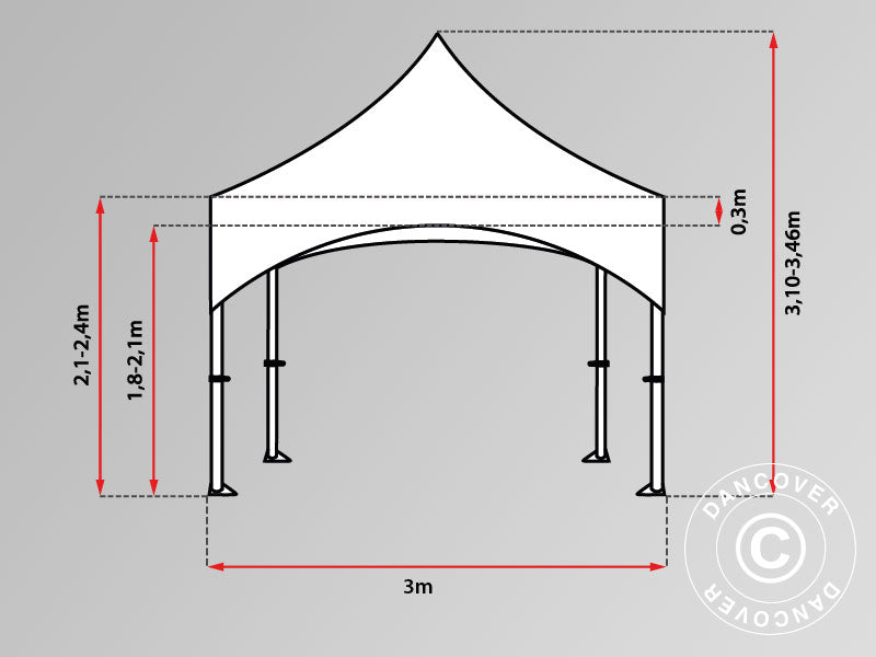 Pop up gazebo FleXtents PRO Steel "Arched" 3x3 m White, incl. 4 sidewalls