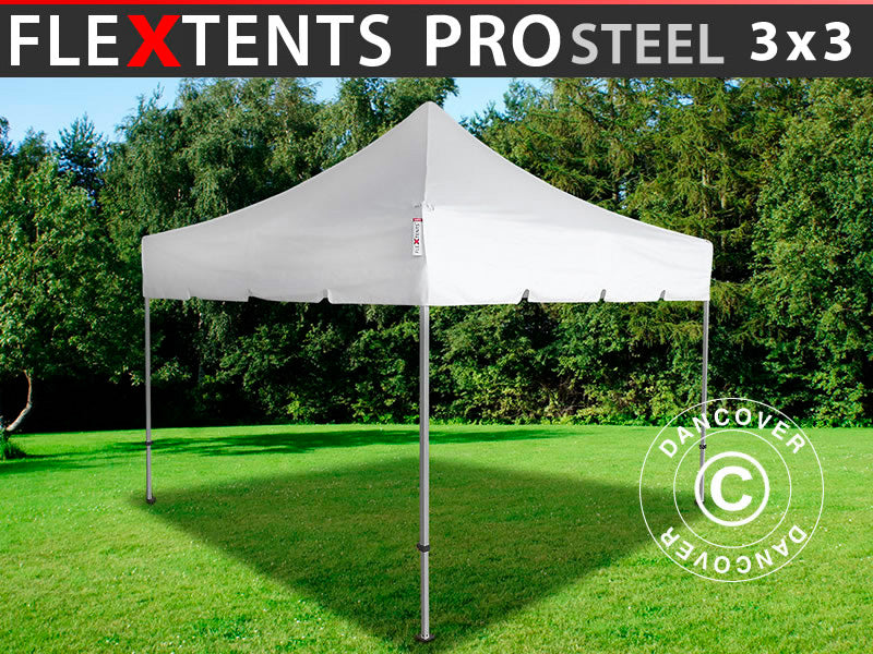 Pop up gazebo FleXtents PRO Steel "Peaked" 3x3 m White