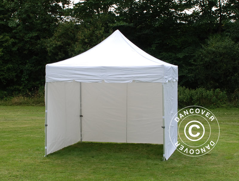 Pop up gazebo FleXtents PRO Steel "Peaked" 3x3 m White, incl. 4 sidewalls