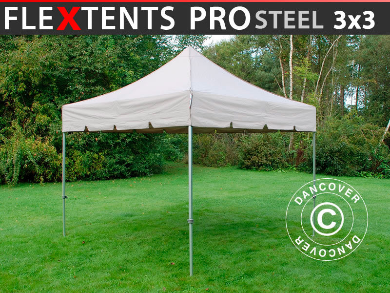 Pop up gazebo FleXtents PRO Steel "Peaked" 3x3 m Latte