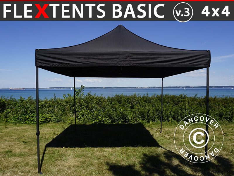 Pop up gazebo FleXtents Basic v.3, 4x4 m Black
