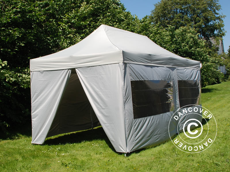 Pop up gazebo FleXtents PRO Steel 3x6 m Silver, incl. 6 sidewalls