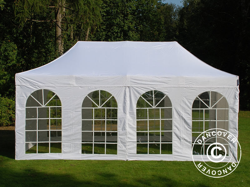Pop up gazebo FleXtents PRO Steel Vintage Style 3x6 m White, incl. 6 sidewalls