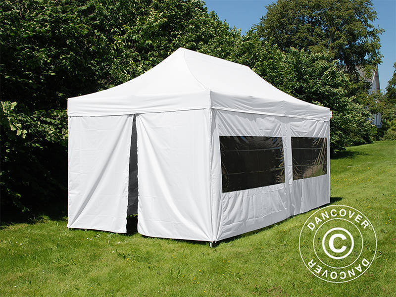 Pop up gazebo FleXtents PRO Steel 3x6 m White, Flame retardant, incl. 6 sidewalls