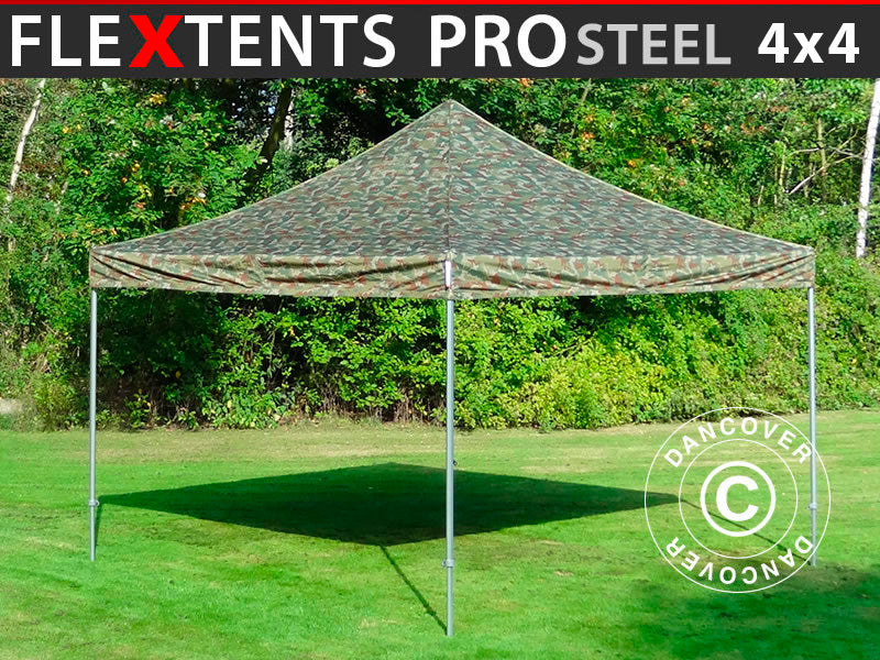 Pop up gazebo FleXtents PRO Steel 4x4 m Camouflage/Military ONLY 3 PCS. LEFT
