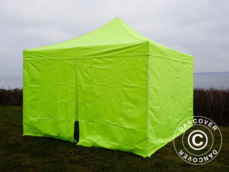 Pop up gazebo FleXtents PRO Steel 4x4 m Neon yellow/green, incl. 4 sidewalls ONLY 3 PCS. LEFT