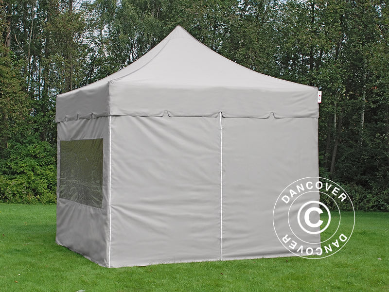 Pop up gazebo FleXtents PRO Steel "Peaked" 4x4 m Latte, incl. 4 sidewalls