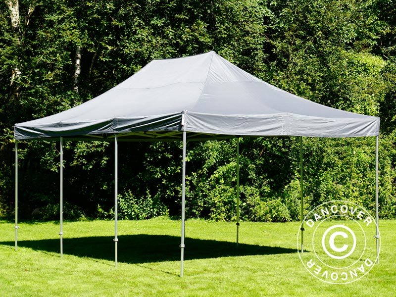 Pop up gazebo FleXtents PRO Steel 4x6 m Grey, incl. 8 sidewalls