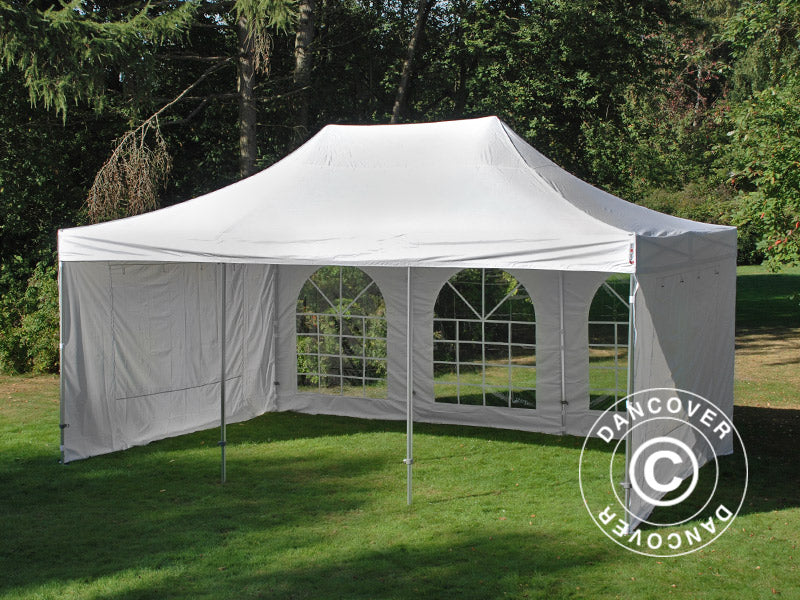 Pop up gazebo FleXtents PRO Steel Vintage Style 4x6 m White, incl. 8 sidewalls