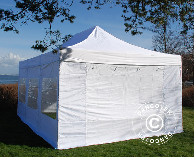 Pop up gazebo FleXtents PRO Steel 4x6 m White, Flame retardant, incl. 8 sidewalls