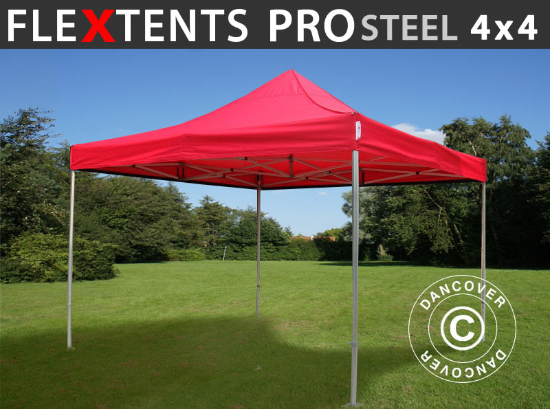 Pop up gazebo FleXtents PRO Steel 4x4 m Red