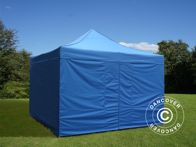 Pop up gazebo FleXtents PRO Steel 4x4 m Blue, incl. 4 sidewalls