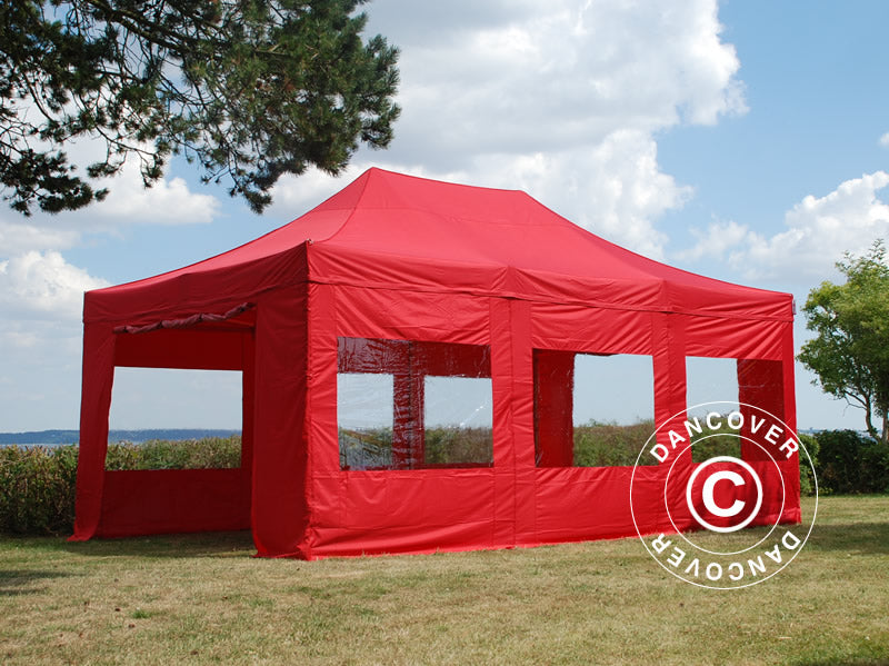 Pop up gazebo FleXtents PRO Steel 4x6 m Red, incl. 8 sidewalls