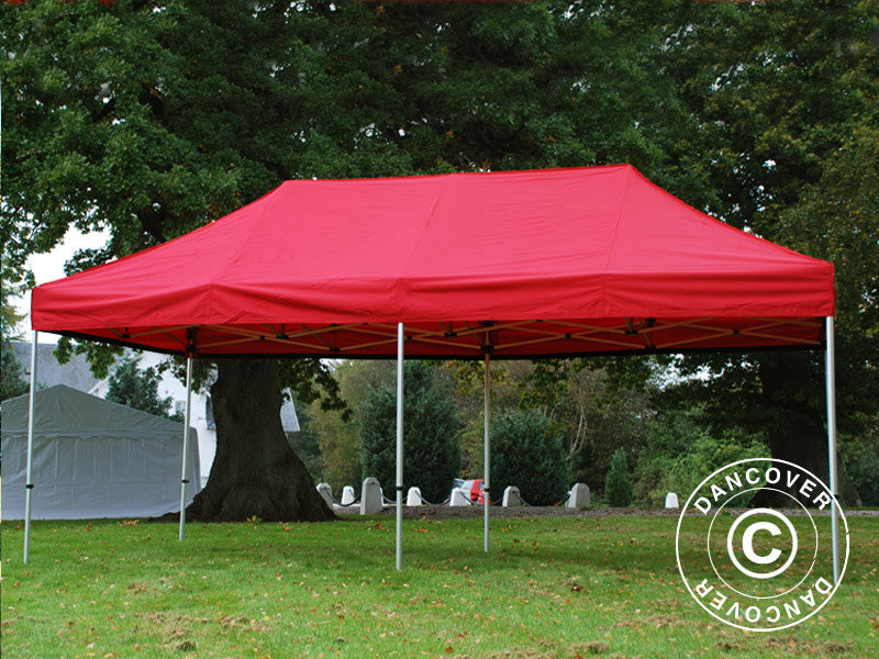 Pop up gazebo FleXtents PRO Steel 3x6 m Red, incl. 6 decorative curtains