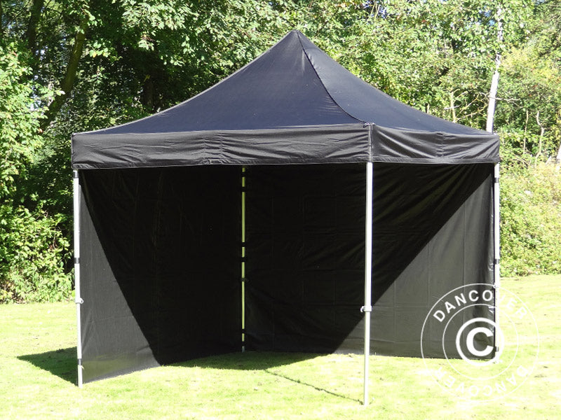 Pop up gazebo FleXtents Steel 3x3 m Black, incl. 4 sidewalls