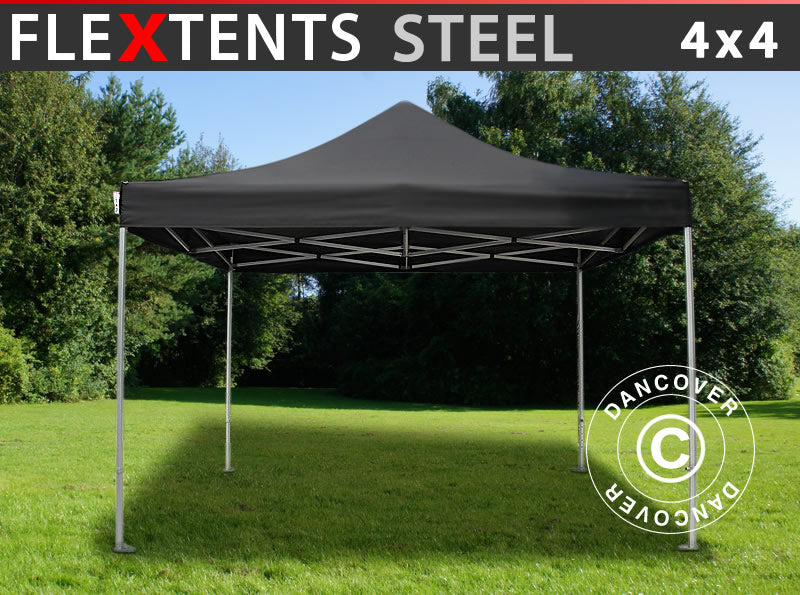 Pop up gazebo FleXtents Steel 4x4 m Black