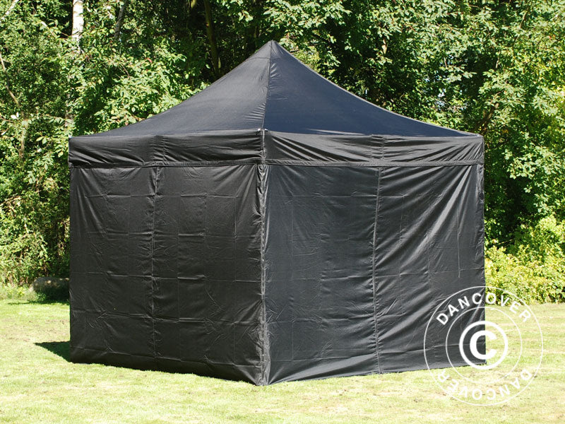 Pop up gazebo FleXtents Steel 4x4 m Black, incl. 4 sidewalls