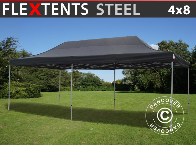 Pop up gazebo FleXtents Steel 4x8 m Black