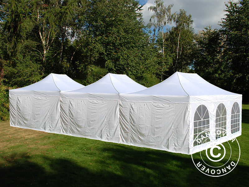 Pop up gazebo FleXtents® Steel 12x6 m White, incl. 8 sidewalls